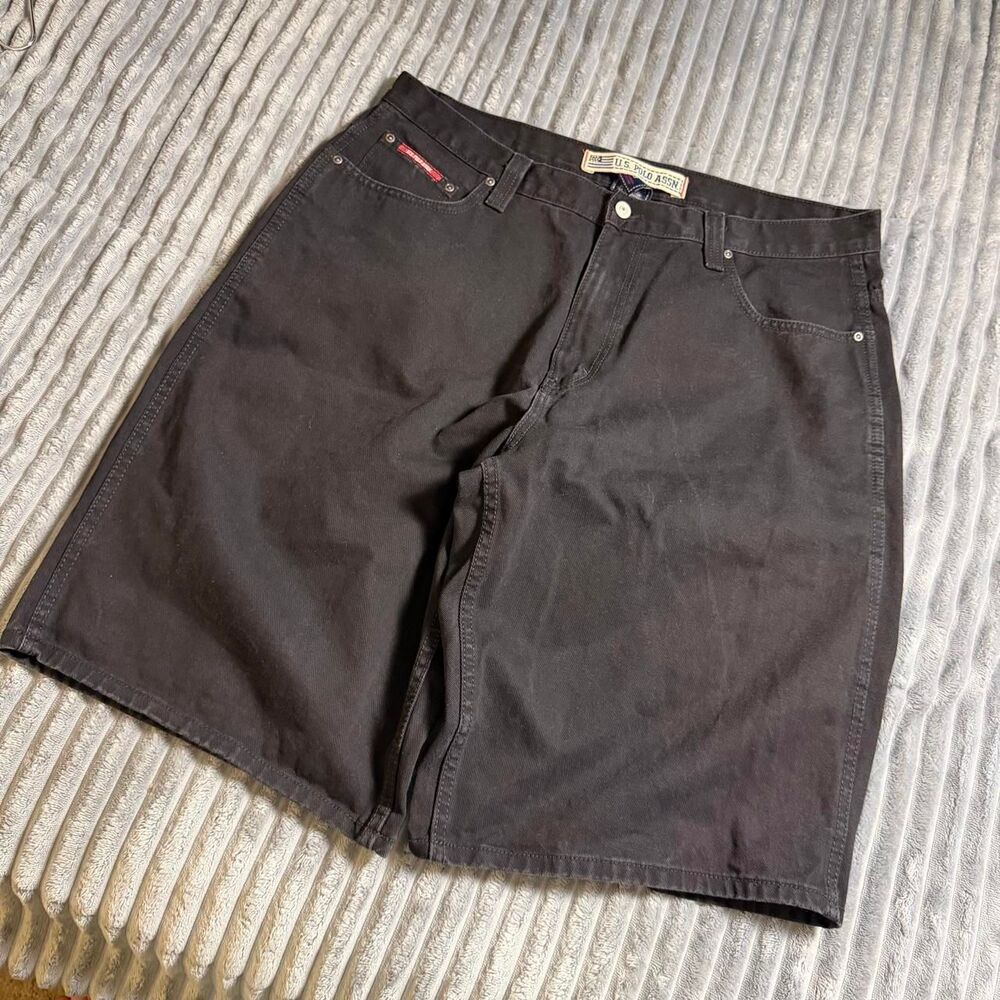 y2k 2000’s US Polo Assn. Black. Oversized Baggy Jorts Size 38